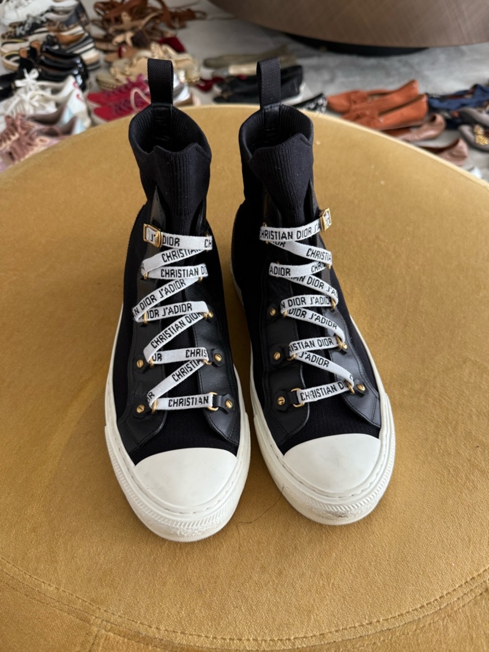 Dior Black High-Top Sneakers with Branded White Laces - Picture 2 of 10